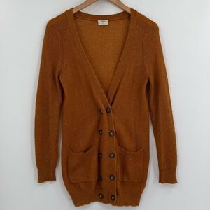 Madewell Wallace Mohair Blend Longline Button Front Cardigan in Cinnamon | Small